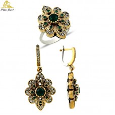 Gümüş Otantik Taşlı Set